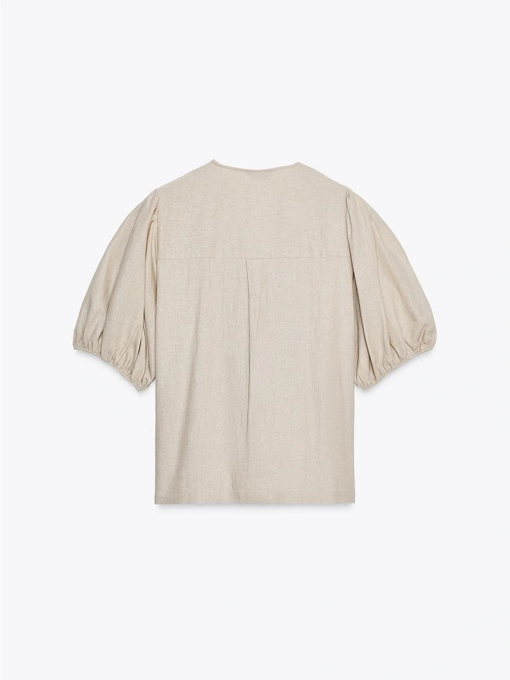 NWT. Zara Light Beige Linen Blouse with Ties. Size M.